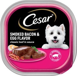Cesar Classic Loaf in Sauce Smoked Bacon & Egg Flavor Grain-Free Small Breed Adult Wet Dog Food Trays, 3.5-oz, case of 24