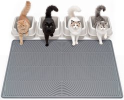 Mora Pets Hassle-Free Silicone Multi Cat Litter Mat, Grey, 47 x 35-in