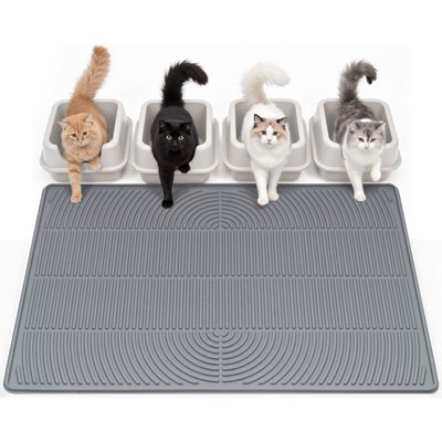 Mora Pets Mora Pets Hassle-Free Silicone Multi Cat Litter Mat, Grey, 47 x 35-in