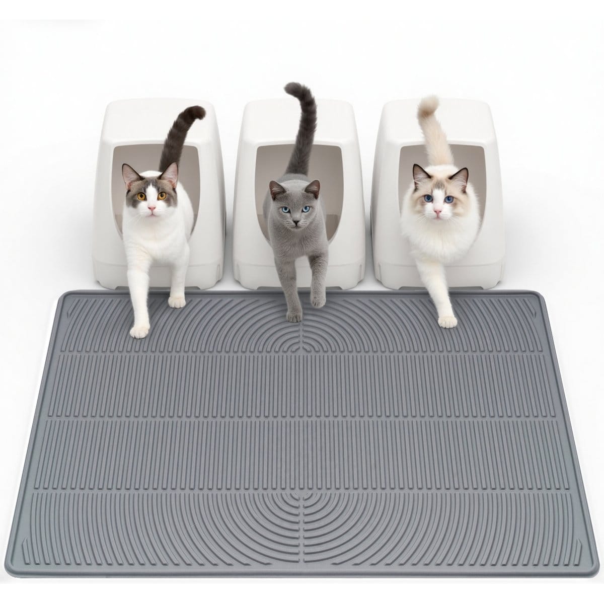 Mora Pets Hassle-Free Silicone Multi Cat Litter Mat, Grey, 40 x 28-in