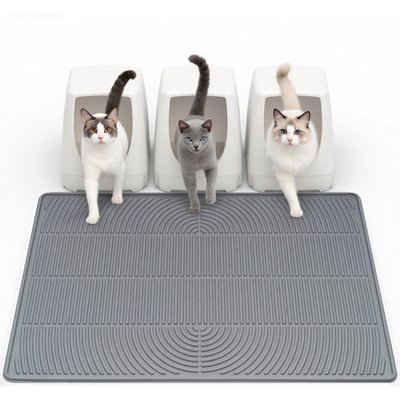 Mora Pets Mora Pets Hassle-Free Silicone Multi Cat Litter Mat, Grey, 40 x 28-in