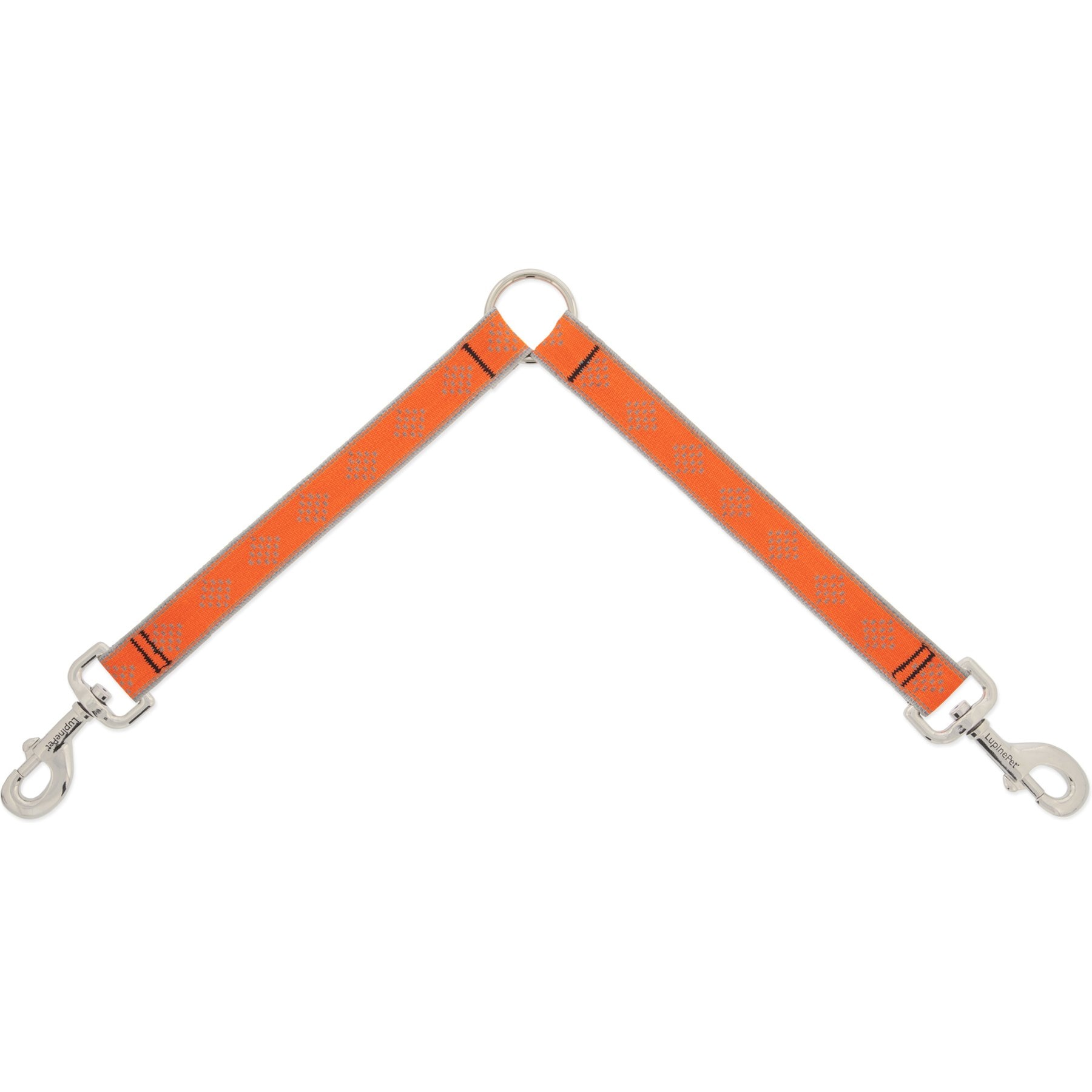 LupinePet Reflective Diamonds Dog Leash Coupler, Orange Diamond, 24-in long, 1-in wide