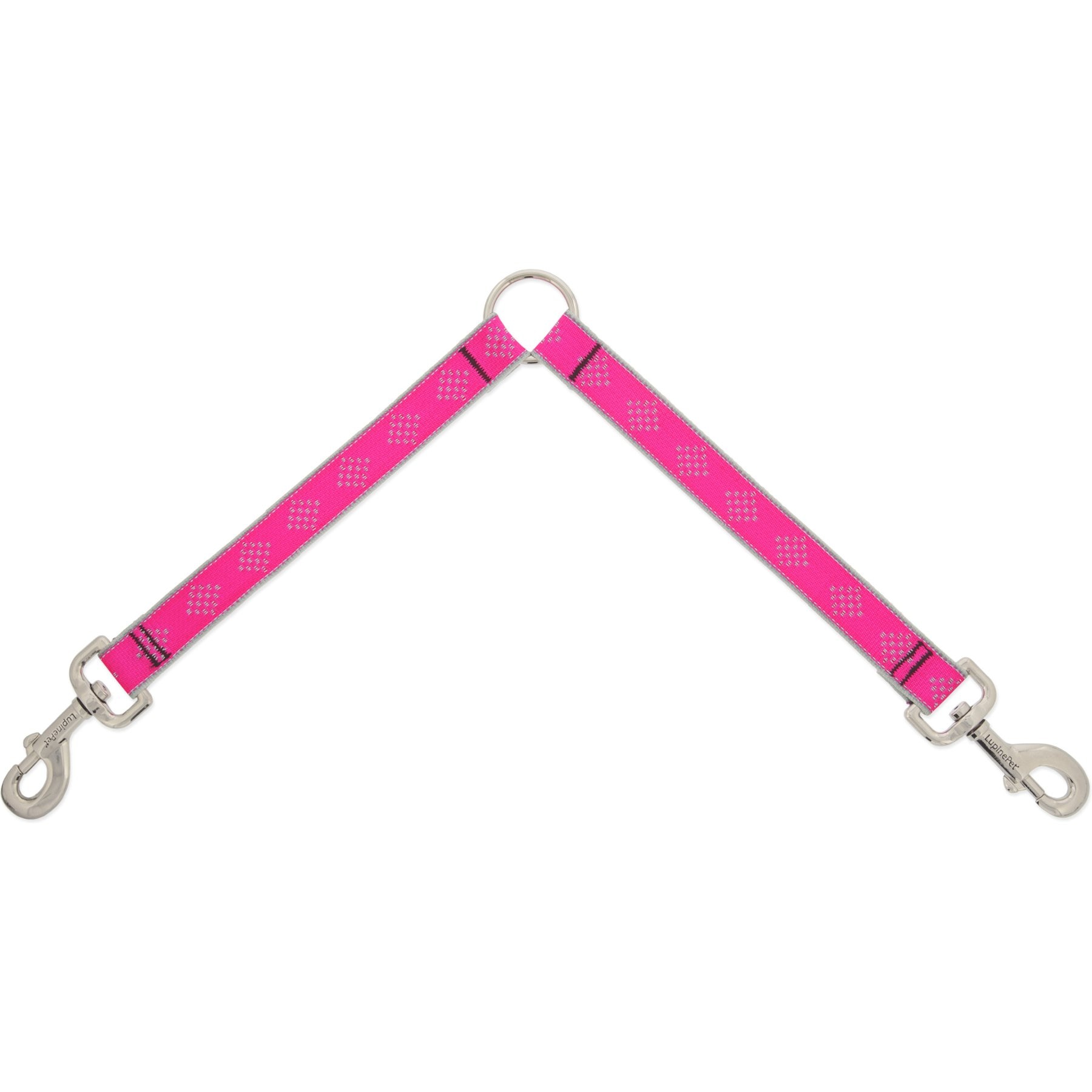 LupinePet Reflective Diamonds Dog Leash Coupler, Pink Diamond, 24-in long, 1-in wide