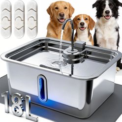 Deftpet Smart Modern Stainless Steel Dog Water Fountain, Silver, 18-L