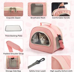 Niubya Home Outdoor Travel Airline Approved Dog & Cat Carrier Handbag with Breathable Mesh, Pink slide 2 of 8