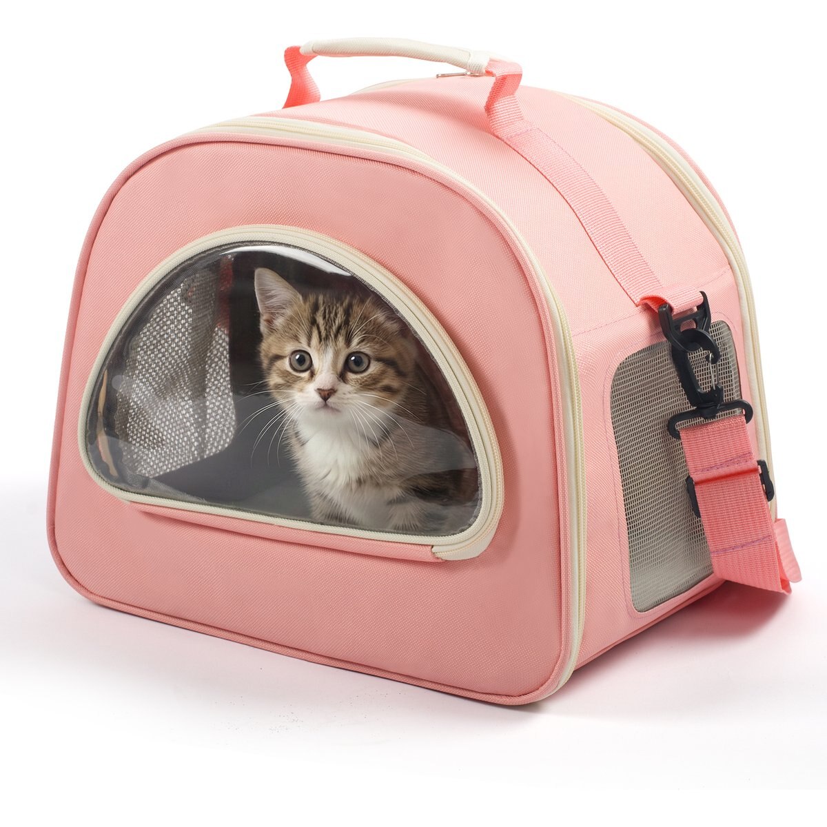 Niubya Home Outdoor Travel Airline Approved Dog & Cat Carrier Handbag with Breathable Mesh, Pink