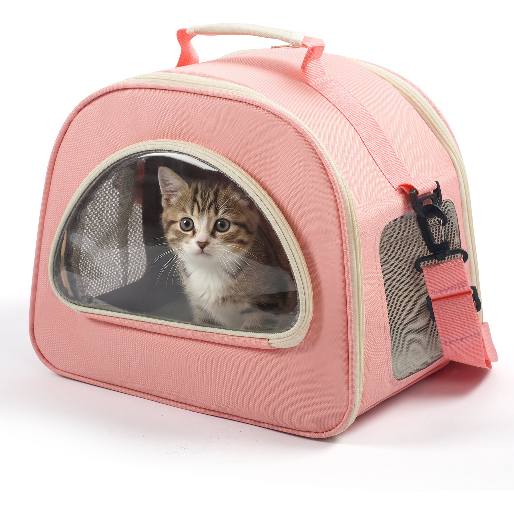 Niubya Home Outdoor Travel Airline Approved Dog & Cat Carrier Handbag with Breathable Mesh, Pink