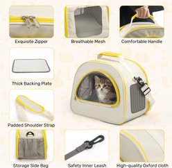 Niubya Home Outdoor Travel Airline Approved Dog & Cat Carrier Handbag with Breathable Mesh, Beige slide 2 of 8
