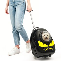 Niubya Animal Pattern Airline Approved Dog & Cat Carrier with Wheels, Black