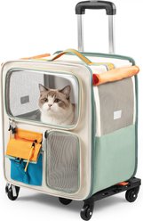 Niubya Airline Approved Square Backpack Dog & Cat Carrier with Wheels, Orange