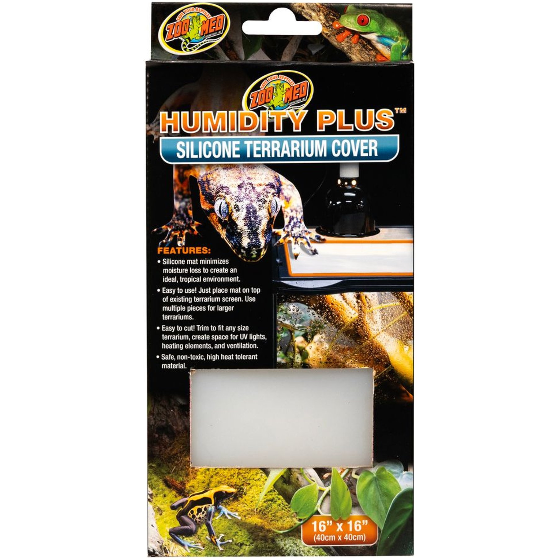 Zoo Med Humidity Plus Silicone Reptile Terrarium Cover, 16-in X 16-in