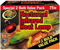 Zoo Med Nocturnal Infrared Reptile Heat Lamp, 75-Watt, 2 count
