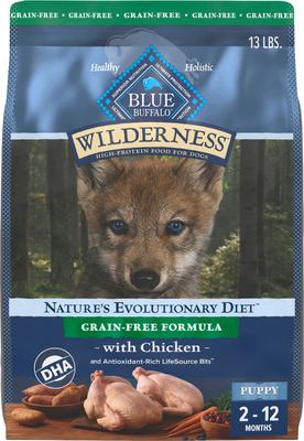 Blue Buffalo Wilderness Puppy High-Protein Grain-Free Chicken Dry Dog Food, 13-lb bag