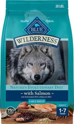 Blue Buffalo Wilderness Large Breed Adult High Protein Natural Salmon & Wholesome Grains Dry Dog Food, 28-lb bag