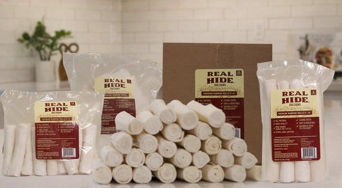 REAL HIDE Rolls 9 to 10-in Beef Rawhide Dog Chews, 4 count - Chewy.com