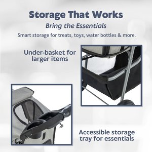 TRIXIE Foldable Cat & Dog Stroller, Gray