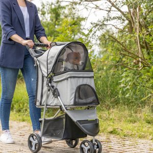 TRIXIE Foldable Cat & Dog Stroller, Gray