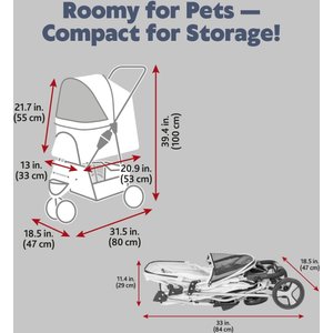 TRIXIE Foldable Cat & Dog Stroller, Gray