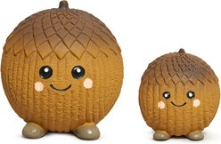 HuggleHounds Acorn Andy Ruff-Tex Squeaky Ball Dog Plush Toy, Brown, Small
