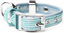 myfamily Saint-Tropez Leather Standard Dog Collar, Turquoise, XX-Small: 8.5 to 10-in neck, 3/4-in wide