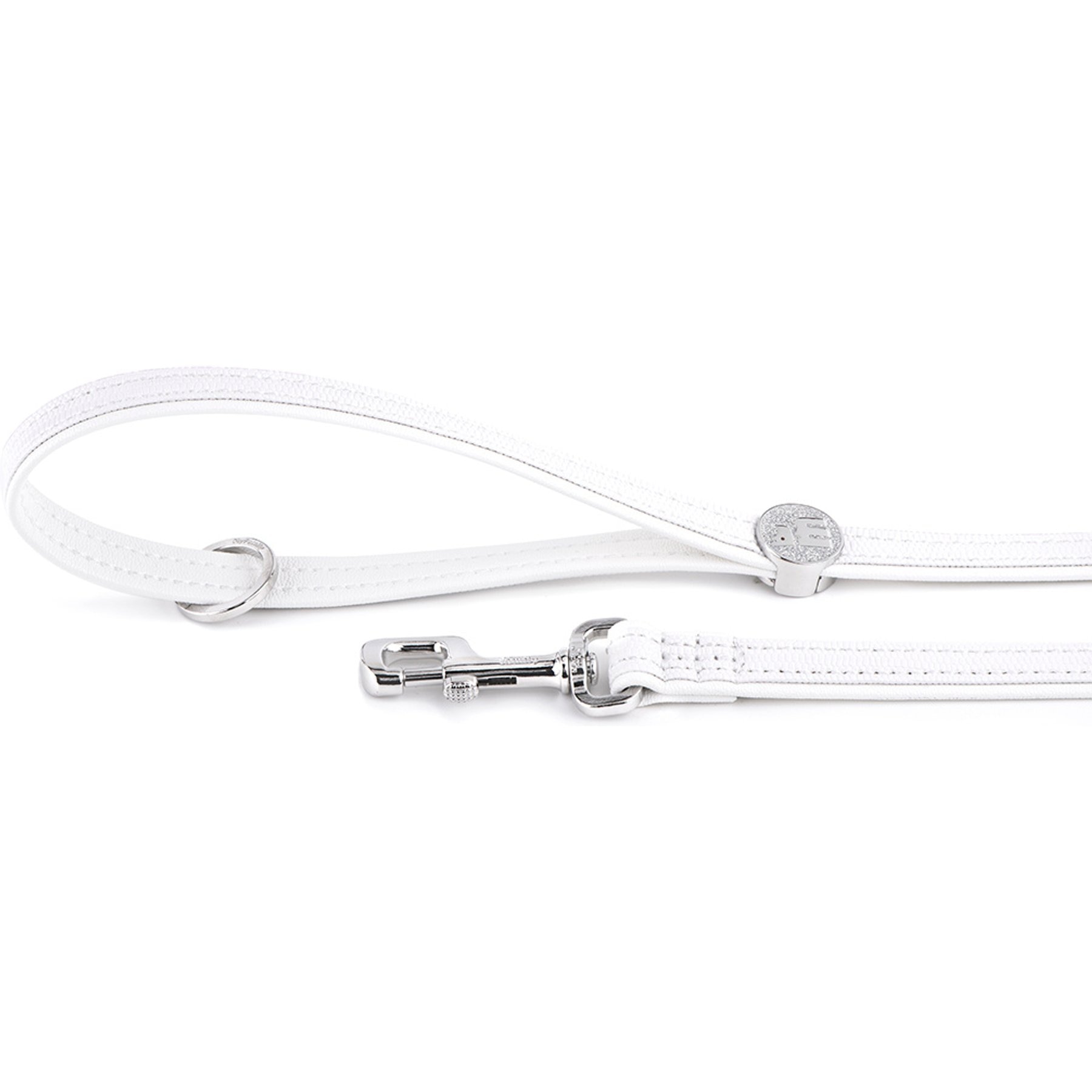 myfamily Saint-Tropez Leather Standard Dog Leash, White, 4-ft long, 1/2-in wide