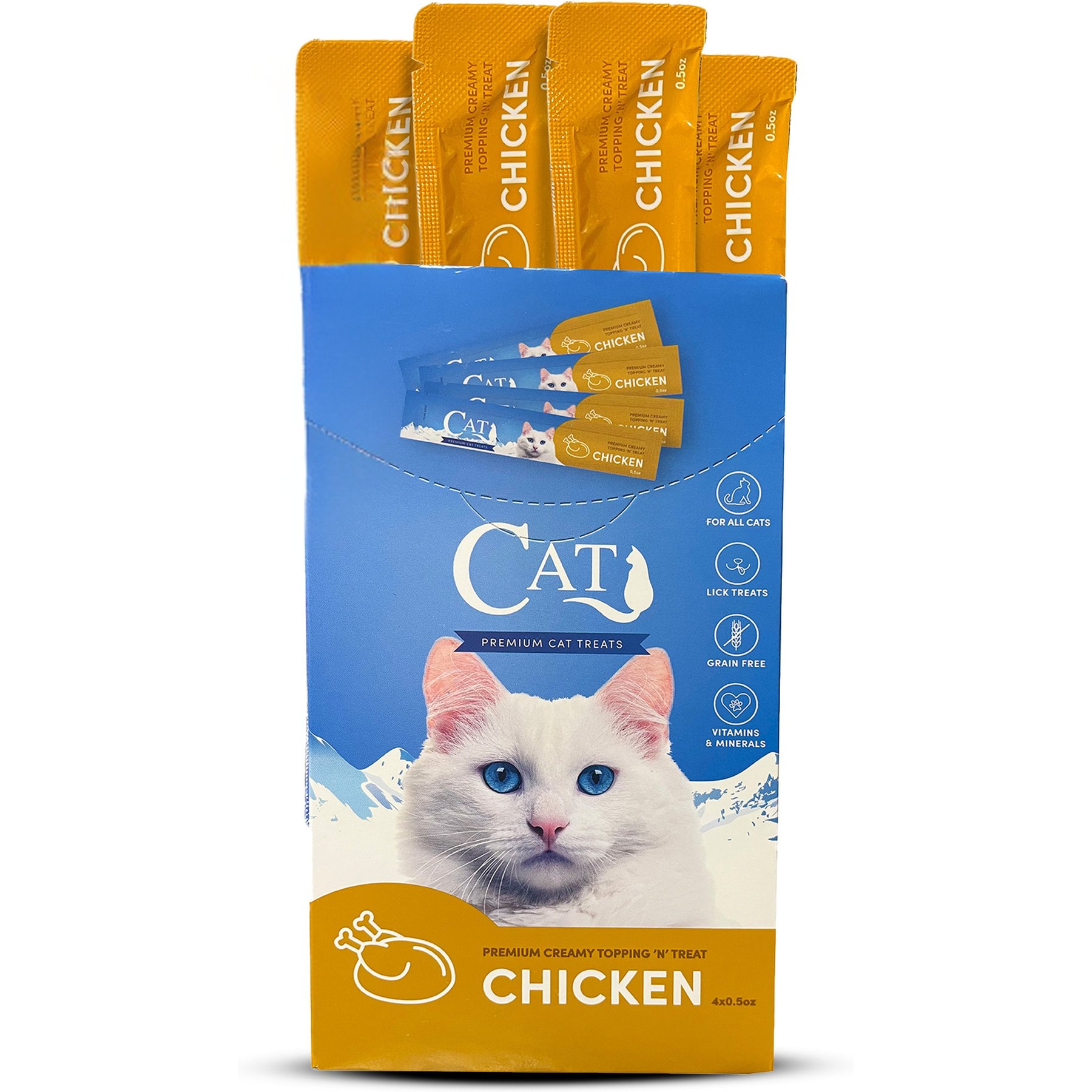 Scoochie Pet Squeeze-Up Premium Creamy Chicken Cat Lickable Treats, 0.5-oz tube, case of 320
