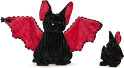 HuggleHounds Batilda Tough Squeaky Dog Plush Bat Toy, Black, Small