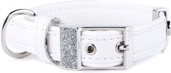 myfamily Saint-Tropez Leather Standard Dog Collar, White, Medium/Large: 14.5 to 17-in neck, 7/8-in wide
