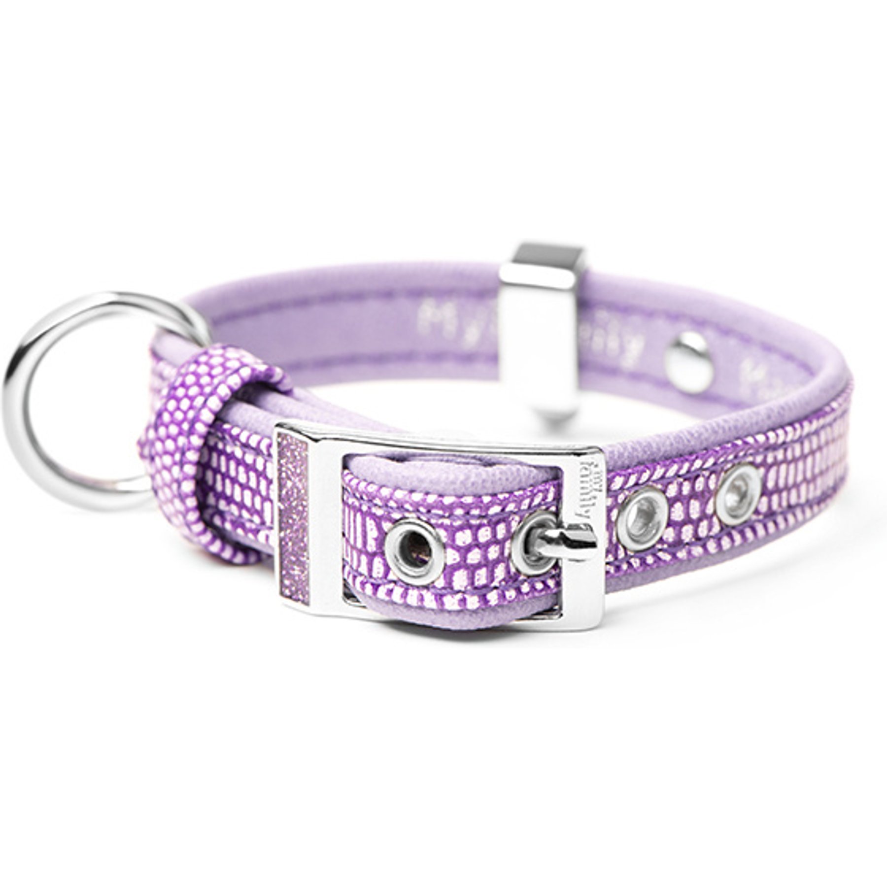 myfamily Saint-Tropez Leather Standard Dog Collar, Lilac, XXX-Small: 7.1 to 8.5-in neck, 1/2-in wide