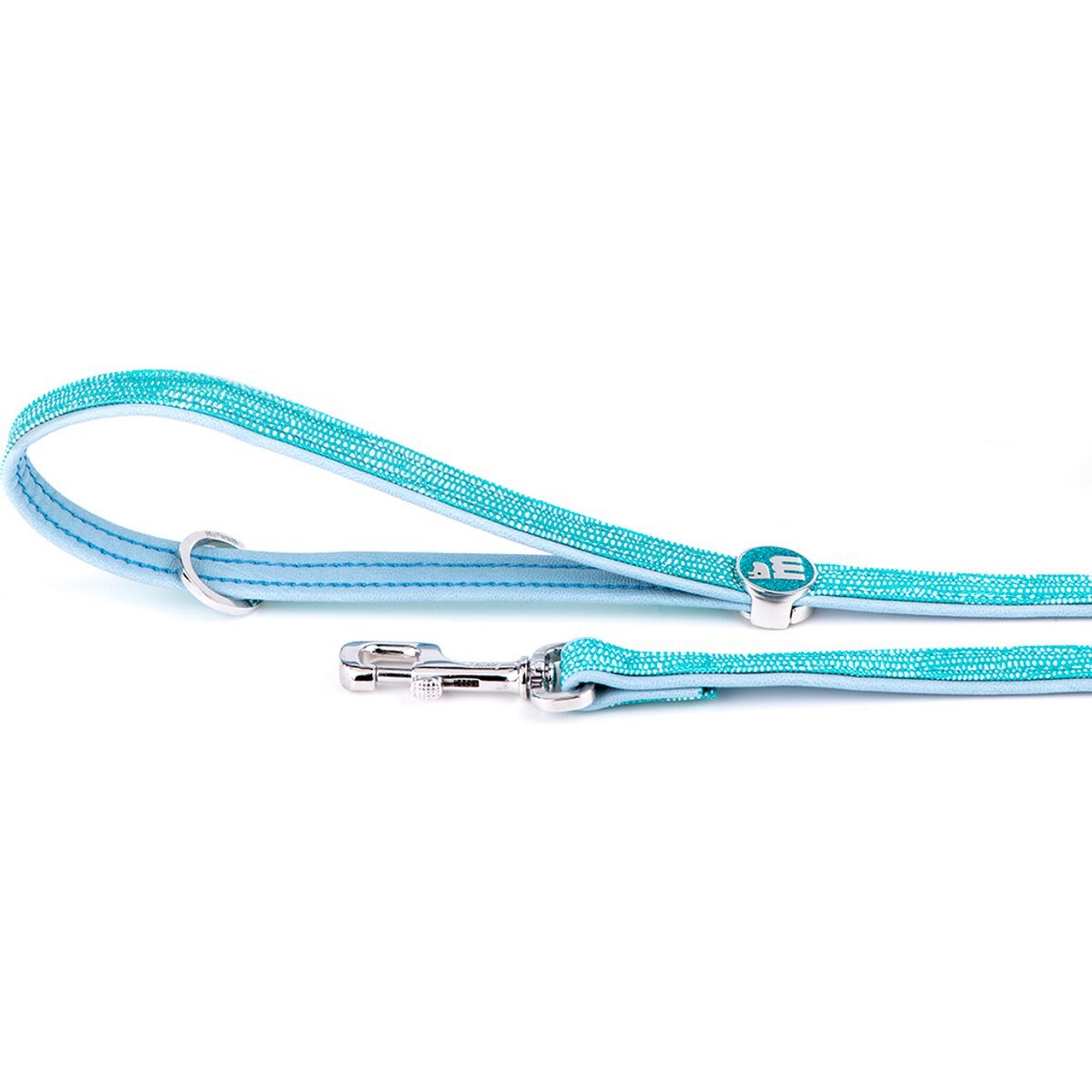 myfamily Saint-Tropez Leather Standard Dog Leash, Turquoise, 6-ft long, 0.59-in wide