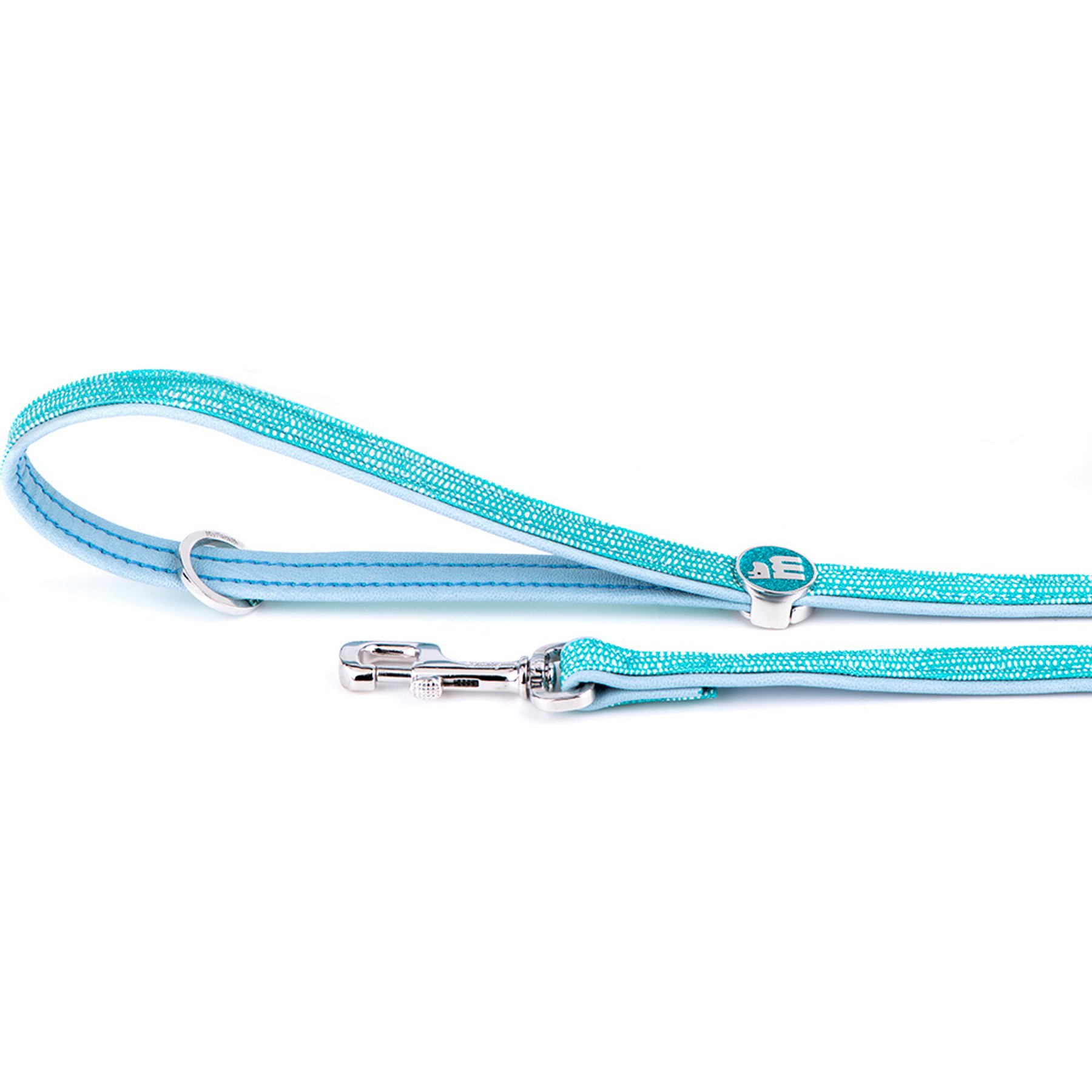 myfamily Saint-Tropez Leather Standard Dog Leash, Turquoise, 6-ft long, 0.59-in wide