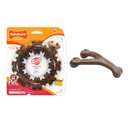Nylabone Power Chew Textured Chew Ring Toy + Benebone Bacon Flavor Wishbone Tough Dog Chew Toy