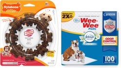 Wee-Wee Odor Control Dog Pee Pads, 22 x 23-in + Nylabone DuraChew Ring Dog Toy