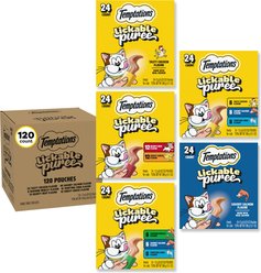 Temptations Creamy Puree Variety Pack Lickable Cat Treats, 0.42-oz tubes, 120 count