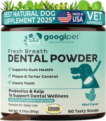 Googipet Breath Freshener Mint Flavored Powder Dental Supplement for Dogs, 3.17-oz jar, 60 count