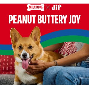 Milk-Bone Peanut Buttery Dipped Dog Biscuits with Jif Peanut Butter Dog Treats, 32-oz bag