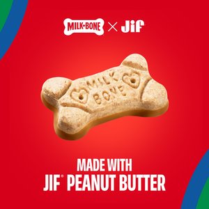 Milk-Bone Peanut Buttery Dipped Dog Biscuits with Jif Peanut Butter Dog Treats, 32-oz bag