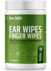 Pet MD Dog Ear Grooming Finger Wipes, 50 count