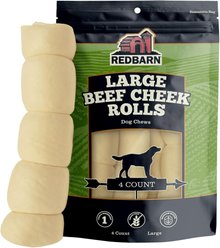 Redbarn All-Natural Beef Cheek Roll Dog Chews, Large, 4 count