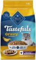 Blue Buffalo Tastefuls Irresistible Gravy Experience Adult 7+ Chicken & Brown Rice Recipe Dry Cat Food, 3-lb...