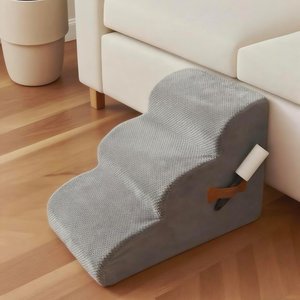 NonoPets 33D High Density Foam Dog Stairs Ramp with Durable Non-Slip Waterproof Fabric Cover, Grey, 3-Steps