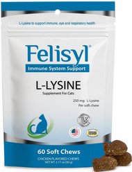 Felisyl Chicken Flavored Soft Chew L-Lysine Respiratory & Immune Supplement for Cats, 60 count