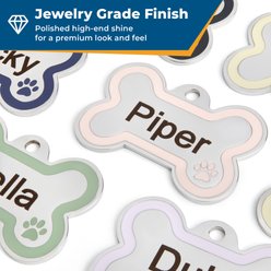 GoTags Personalized Engraved Bone Shaped with Enamel Paw Dog & Cat ID Tag, Cobalt, Regular slide 2 of 7