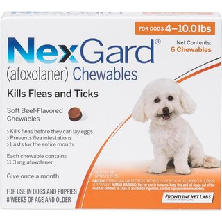NexGard Chewables for Dogs, 4-10 lbs, (Orange Box), 6 Chewable Tablets (6-mos. supply) slide 1 of 9