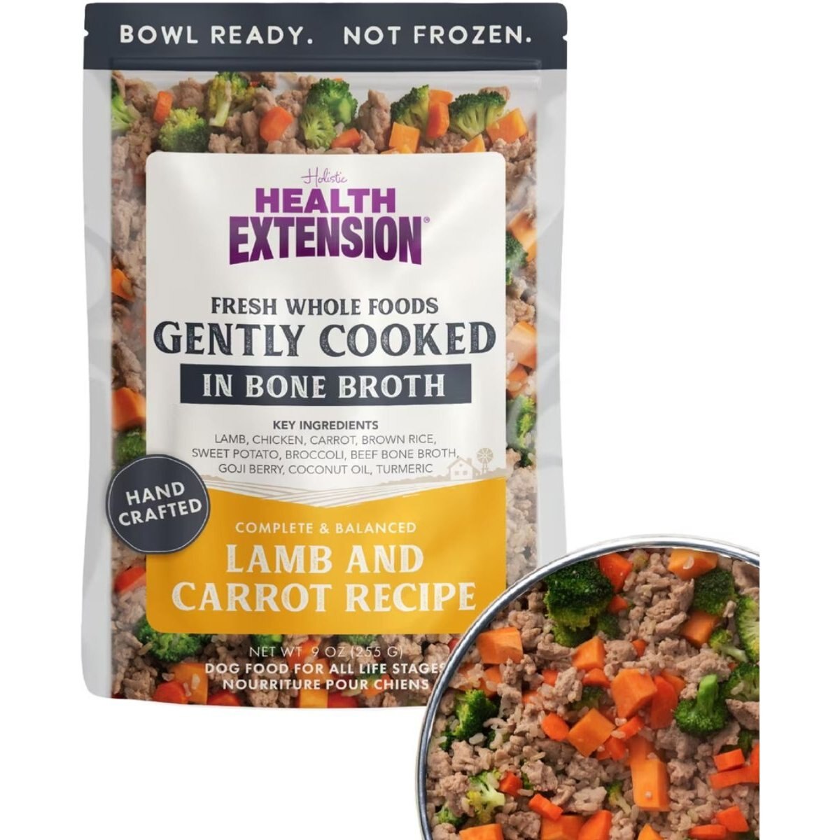 Health Extension Gently Cooked Lamb & Carrot Recipe Wet Dog Food, 9-oz pouch, 10 count