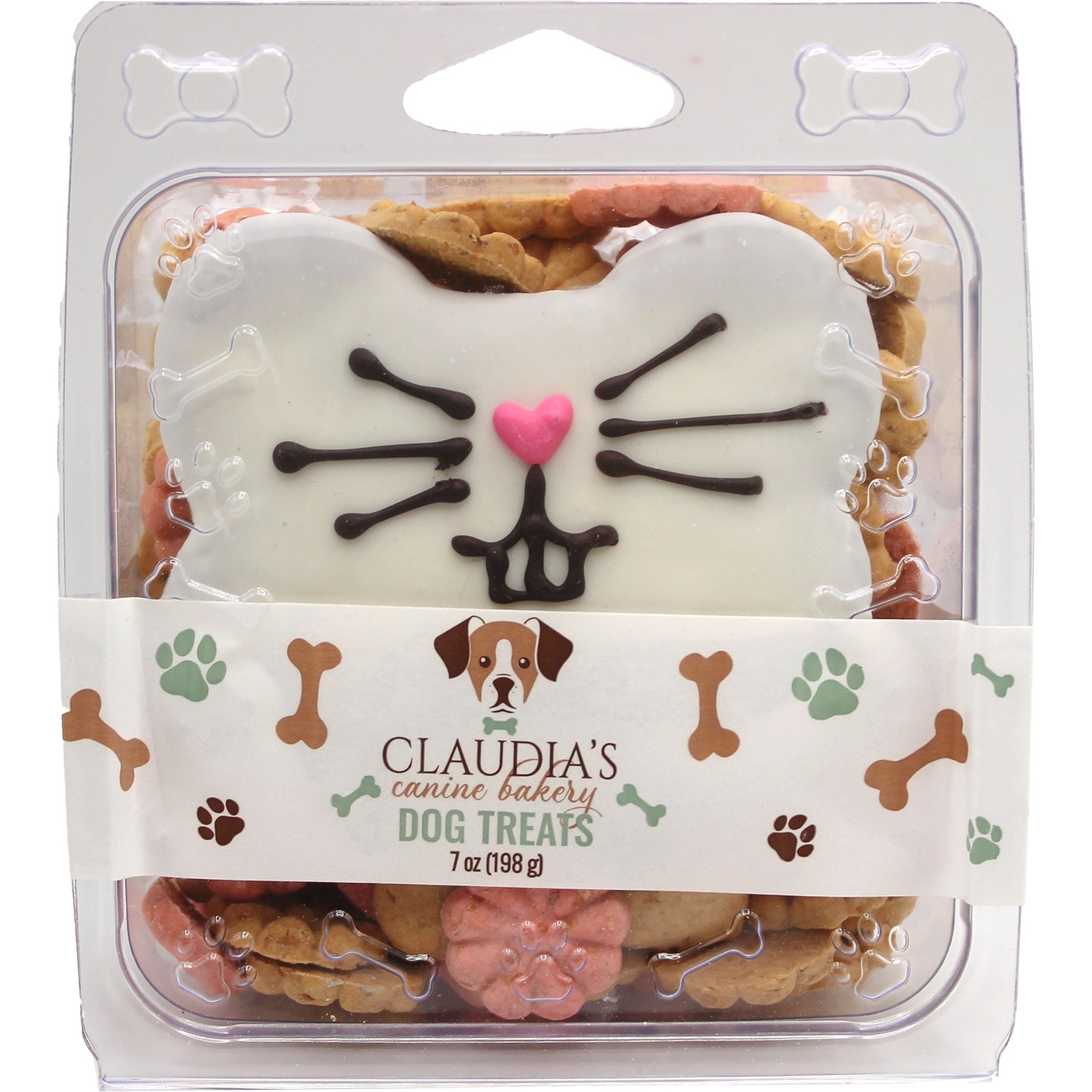 Claudia's Canine Bakery Bunny Bone Clamshell Human-Grade Peanut-Butter Flavored Crunchy Dog Treats, 7-oz tub