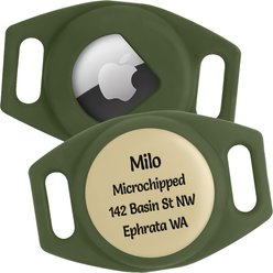 GoTags Engraved AirTag Dog & Cat Collar Holder, Matcha, Small