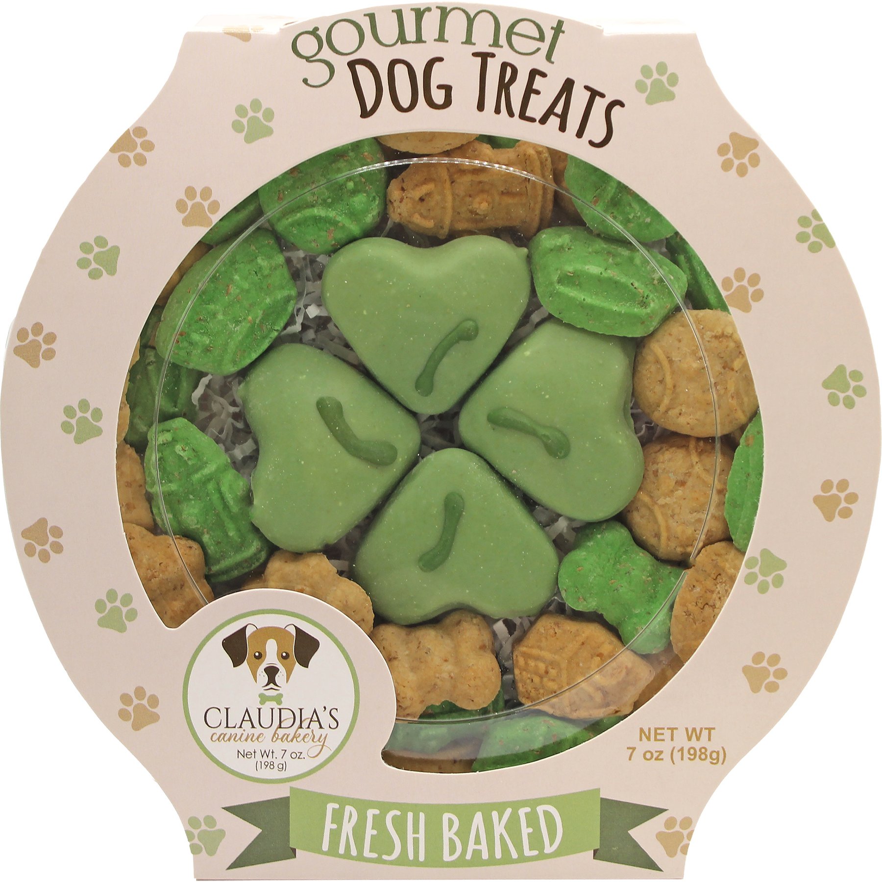 Claudia's Canine Bakery Patty's Day Human-Grade Vanilla Flavored Crunchy Dog Treats, 7-oz tub