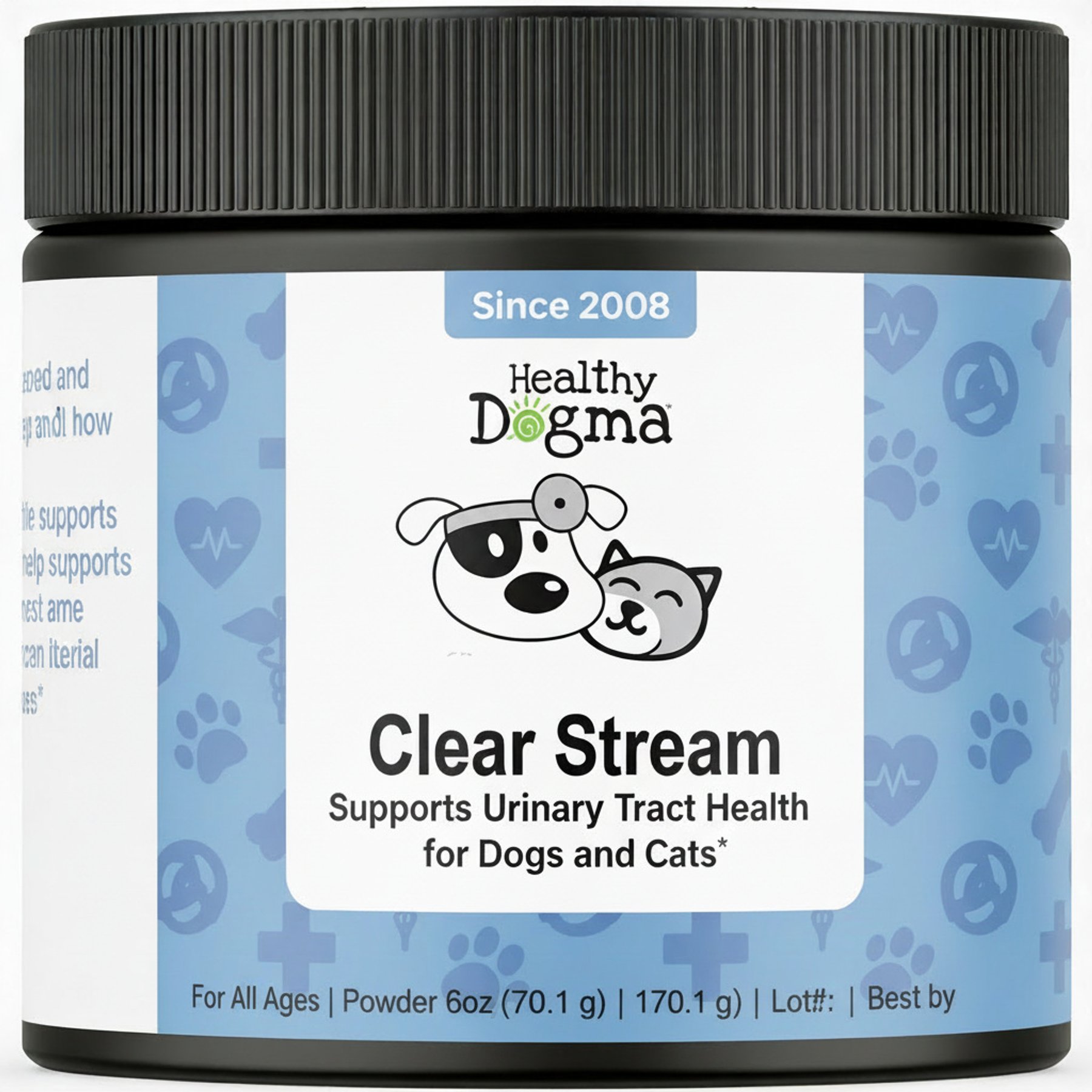 Healthy Dogma Clear Stream Powder Urinary Tract Support Supplement for Dogs & Cats, 6-oz jar