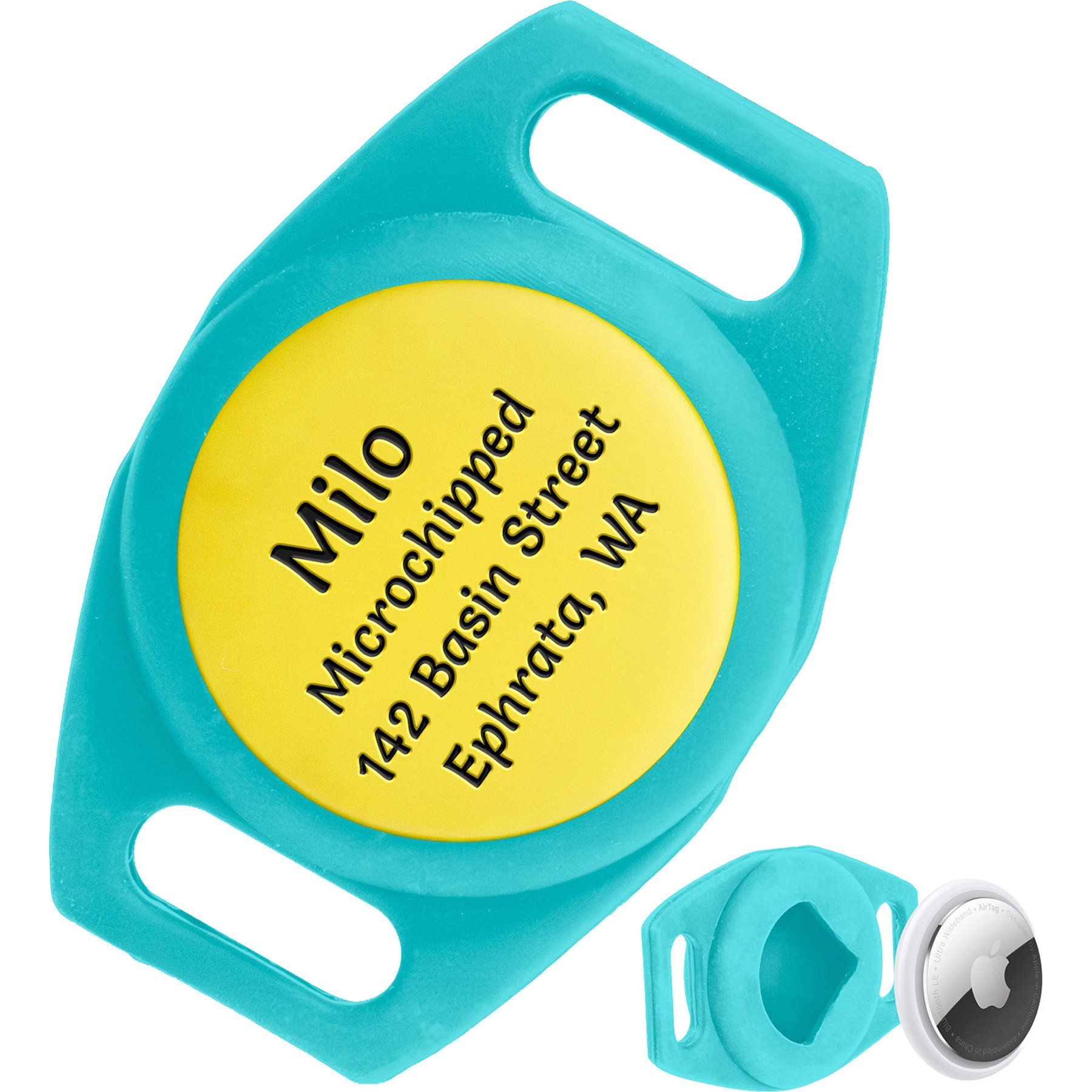 GoTags Engraved AirTag Dog & Cat Collar Holder, Mango Surf, Small